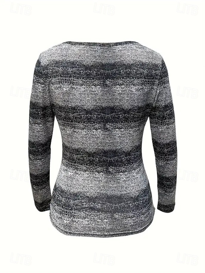 Damen Tunika Ombre Grafik Geometrisch Vintage Mode Stilvoll Langarm Quadrathals Normale Oberteile Täglich Druck Grau Frühling Herbst 2025 - $24.99 –P3