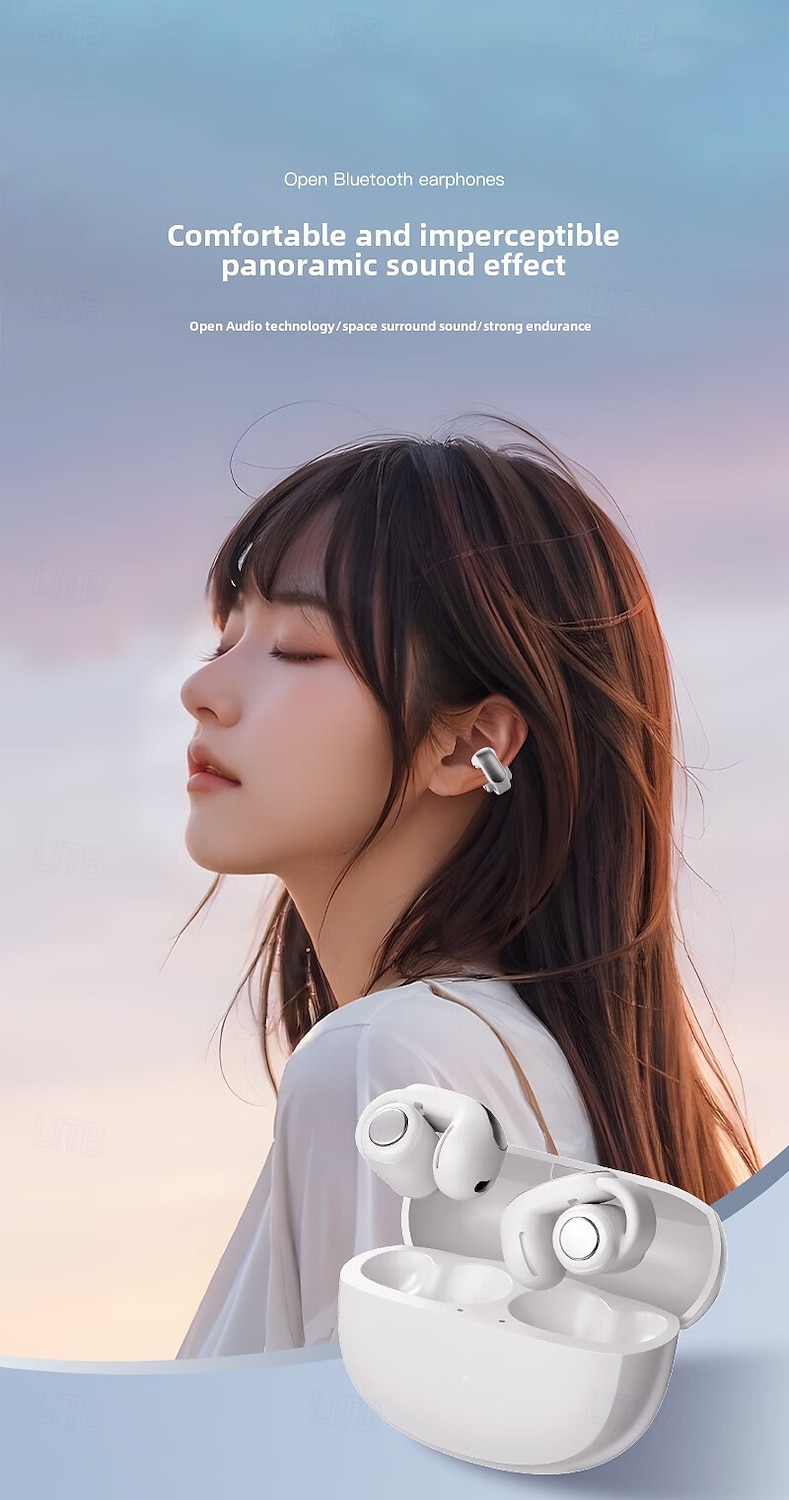 Bluetooth-oordopjes Echte draadloze oordopjes met OpenAudio voor bewustwording Clip-on-ontwerp voor comfort Meeslepende audio Tot 48 uur speeltijd 2025 - $22.99 –P6