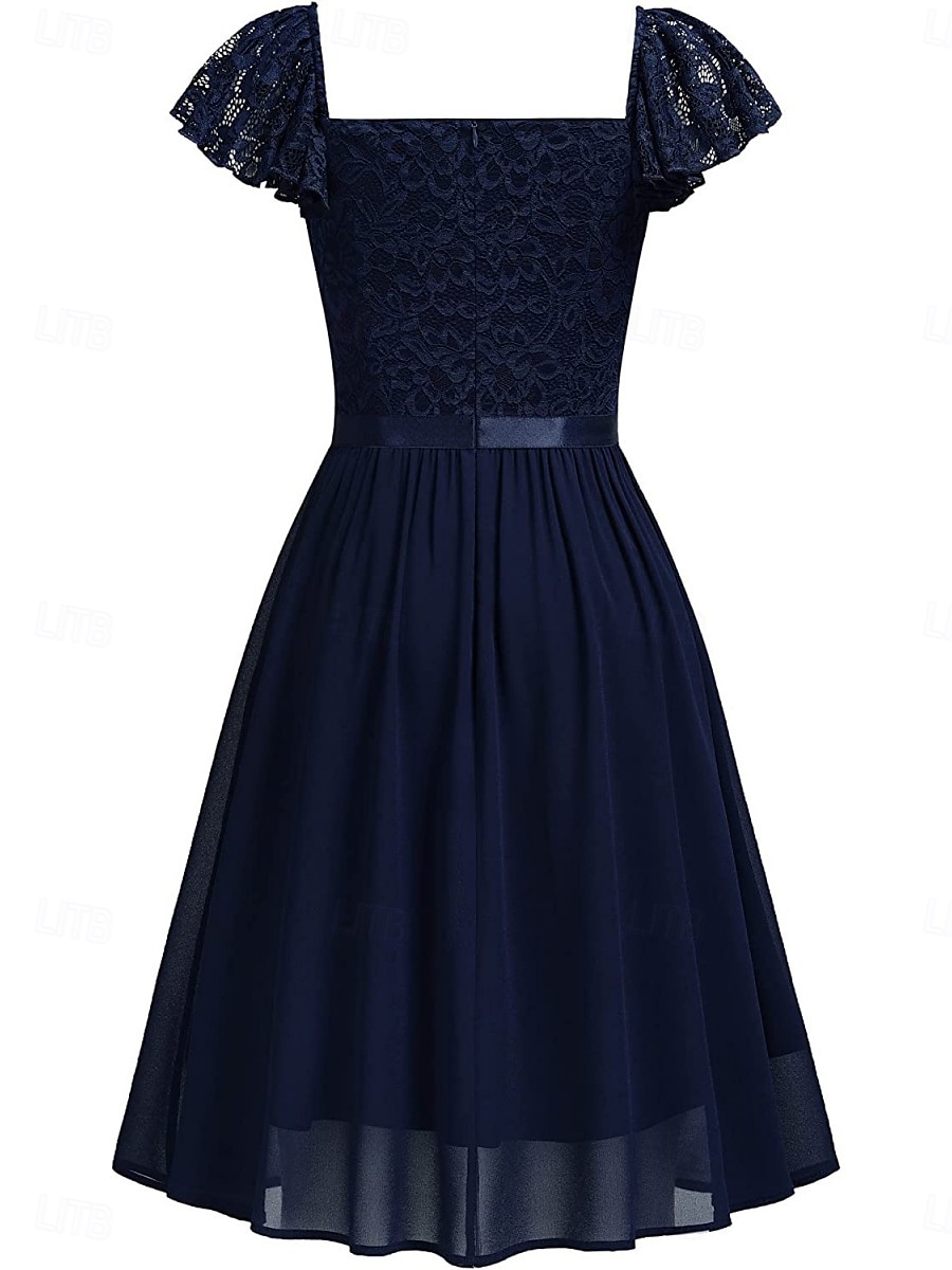 Damskie Sukienka mini Koronkowa sukienka Sukienka koktajlowa Sukienka dla gościa weselnego Szyfon Elegancja Moda Nowoczesny Na zewnątrz Spotkanie towarzyskie Regularny Równina Krótki rękaw W serek 2025 - $26.09 –P7