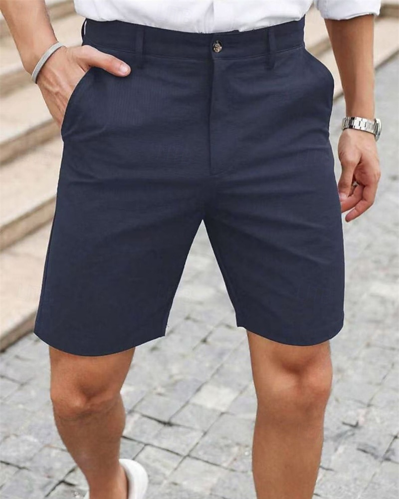 Bărbați Pantaloni scurti de rochie Pantaloni scurți Burmuda Pantaloni scurți de lucru Buzunar Simplu Confort Respirabil Lungimea genunchiului În aer liber Afaceri Modă Casual Negru Bleumarin 2025 - $21.99 –P12
