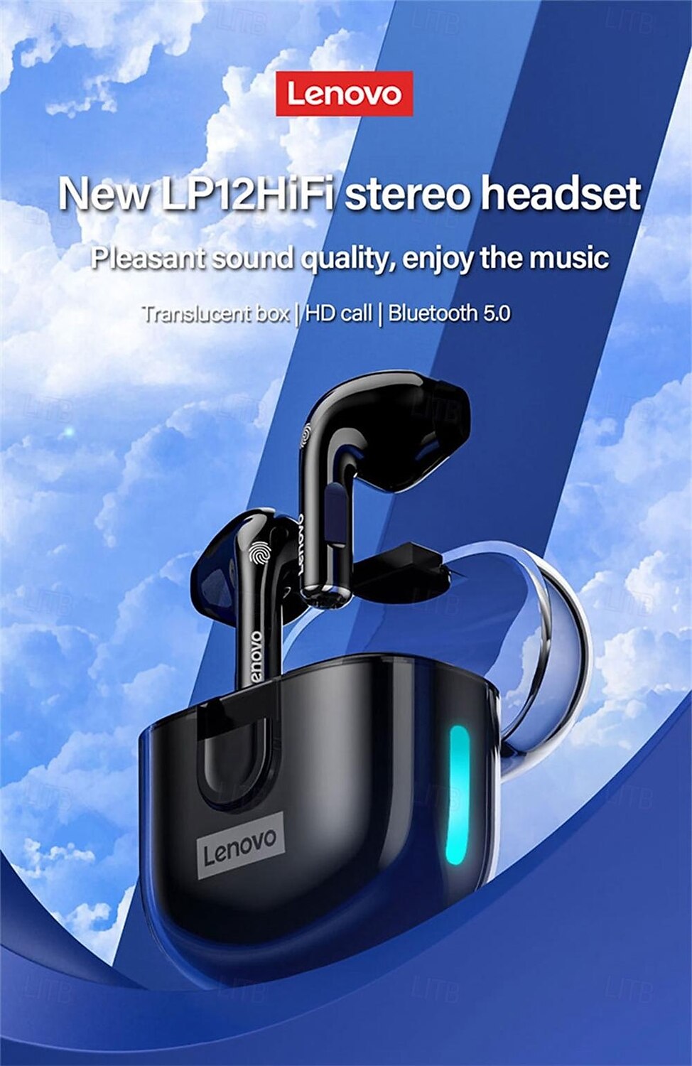 Lenovo LP12 True Wireless Headphones TWS Earbuds In Ear Bluetooth5.0 Stereo with Charging Box Built-in Mic for Apple Samsung Huawei Xiaomi MI  Everyday Use Traveling Cycling Mobile Phone 2025 - $31.99 –P3