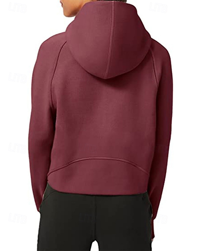 Women's Pullover Hoodie Sweatshirt Plain Streetwear Casual Long Sleeve Hooded Regular Tops Street Holiday Zipper Light Pink Black Pink Red Navy Blue Winter 2025 - $25.99 –P16