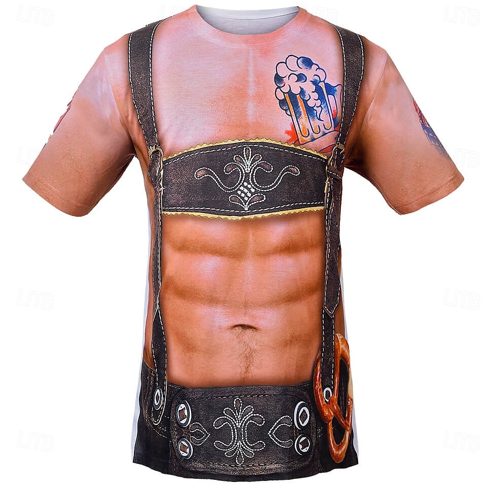 Októberi fesztivál Lederhosen nyomtatás Póló bajor München Német Grafikus Kompatibilitás Férfi Felnőttek Farsang Októberi fesztivál 3D nyomtatás Parti Alkalmi / Napi 2025 - $17.49 –P1