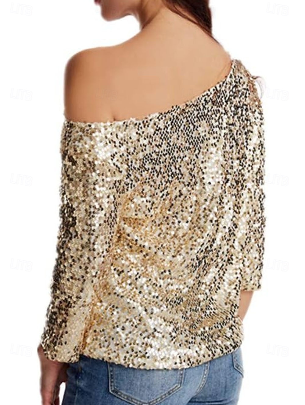 Naisten Paljetti Kimalteleva Juhla Glitter Paljetti sparkly Tyylikäs Pitkähihainen kylmä olkapää Tavalliset topit Päivittäin Pyhäpäivä Hopea Musta Punastuvan vaaleanpunainen Viini Kulta Kevät Syksy 2026 - $31.99 –P2