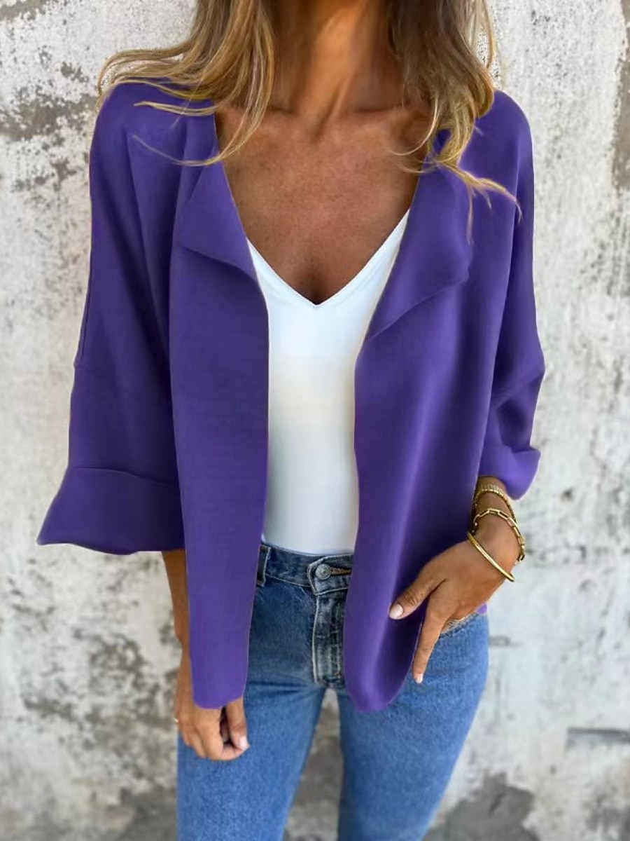 Femmes Veste Décontractée Confortable Respirant Oversize Mode Quotidien Uni Extérieur Occasionnel Quotidien Ouvert devant Régulier Revers Coupe régulière manche longue Vêtements d'extérieur Rouge de 2026 ? $31.99 –P2