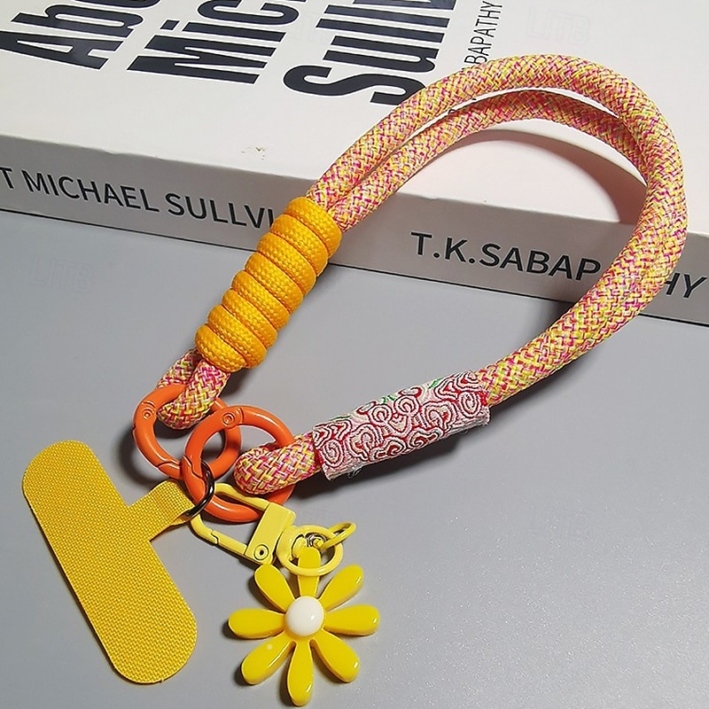 Corde courte imprimée pour téléphone portable, pendentif fleur, corde tissée courte à double usage, corde de suspension robuste pour voyage en plein air pour hommes et femmes de 2025 ? $9.99 –P9