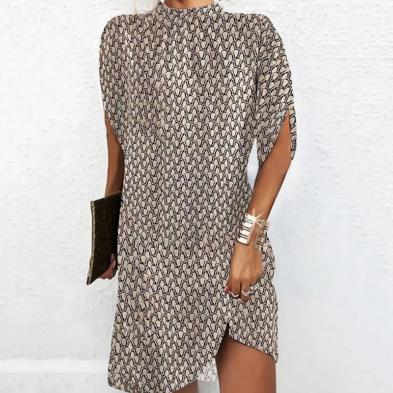 Femmes Mini Robe Robe Décontractée Robe d'été Mode Moderne Quotidien Plage Week-end Coupe régulière Fleur Manche Courte Col montant Vert Beige Printemps Automne de 2026 ? $19.49 –P2