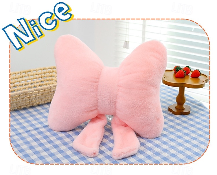 Almofada de apoio lombar com laço rosa, almofada de pelúcia macia para cadeira de escritório, dormitório ou sofá, almofada decorativa fofa para cintura &conforto do assento de 2025 por $20.99 –P5
