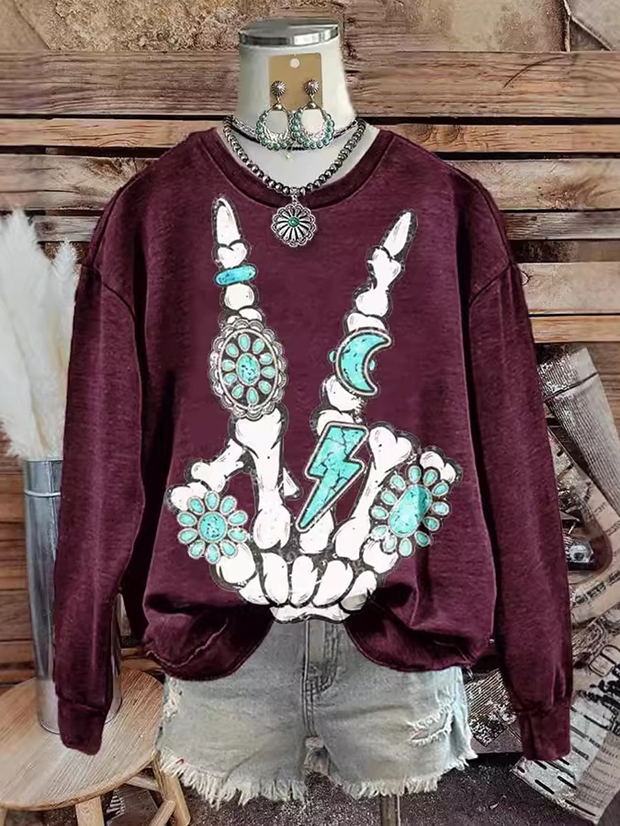 Per donna Felpa Pullover Felpe con cappuccio Grafico Teschio Astratto Moda Casual Manica Lunga Girocollo Top Regolari Streetwear Abbigliamento Quotidiano Stampato Nero Vino Viola Verde Primavera del 2025 a $25.99 –P2