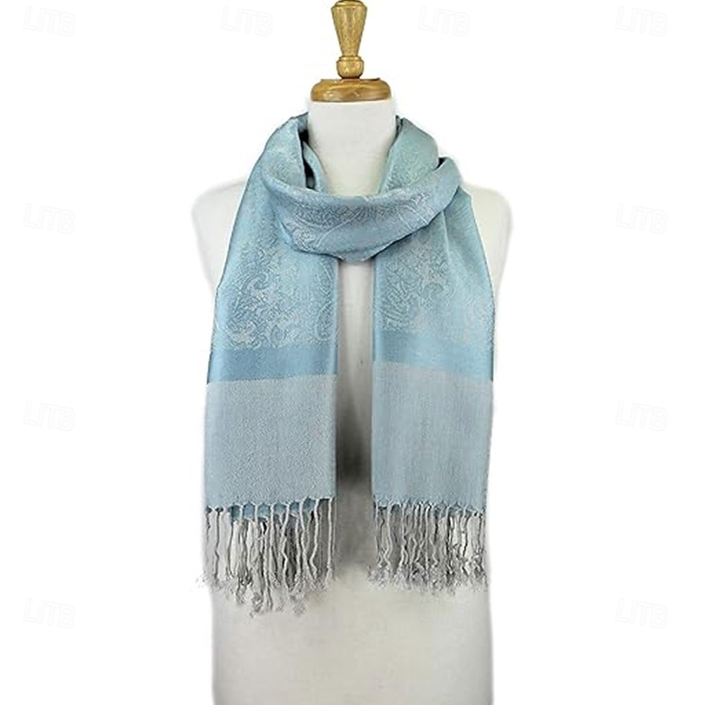 Damhalsduk i paisleymönstrad jacquardmönster i akryl – varm, trendig lång franssjal med etnisk stil för hösten &vinter 2025 - $14.99 –P3