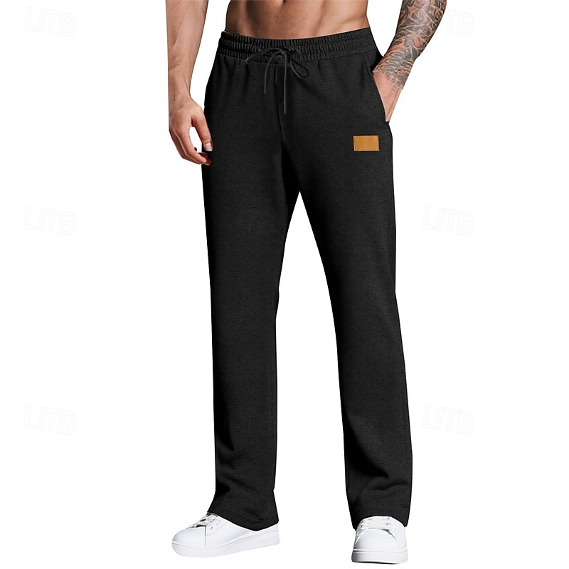 Herr Joggingbyxor Långbyxor Träningsbyxor med raka ben Ficka Elastisk midja Snörning Slät Komfort Utomhussport Dagligen Mode Ledigt Svart Vit Microelastisk 2025 - $17.99 –P6