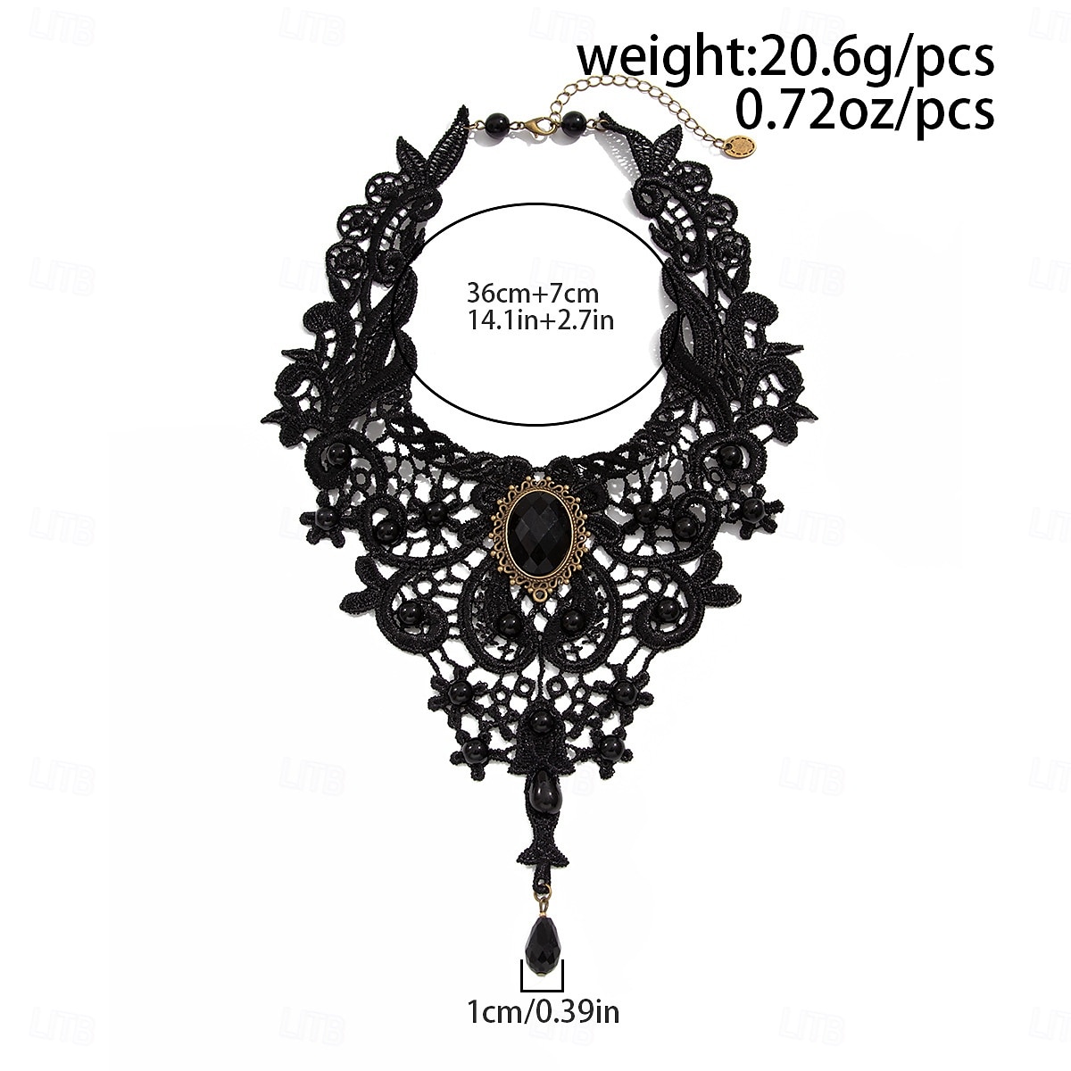 Collana girocollo in pizzo gotico da donna - stile vittoriano vintage nero con pietre preziose rosse e dettagli in perline, elegante gioiello per feste gotiche ed eventi cosplay del 2025 a $11.99 –P8