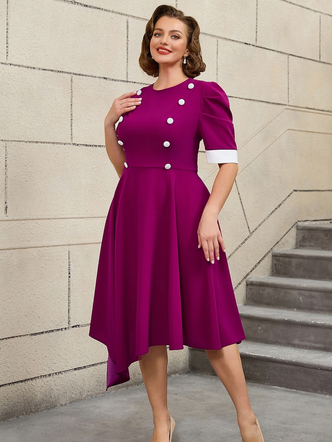 1950s Retro Vintage Rockabilly Midi A Line Dress Flare Dress Plus Size  A-Line Fancy Dress Women's Vacation Homecoming Party & Evening Adults Dress  Spring & Summer 2026 - $47.99