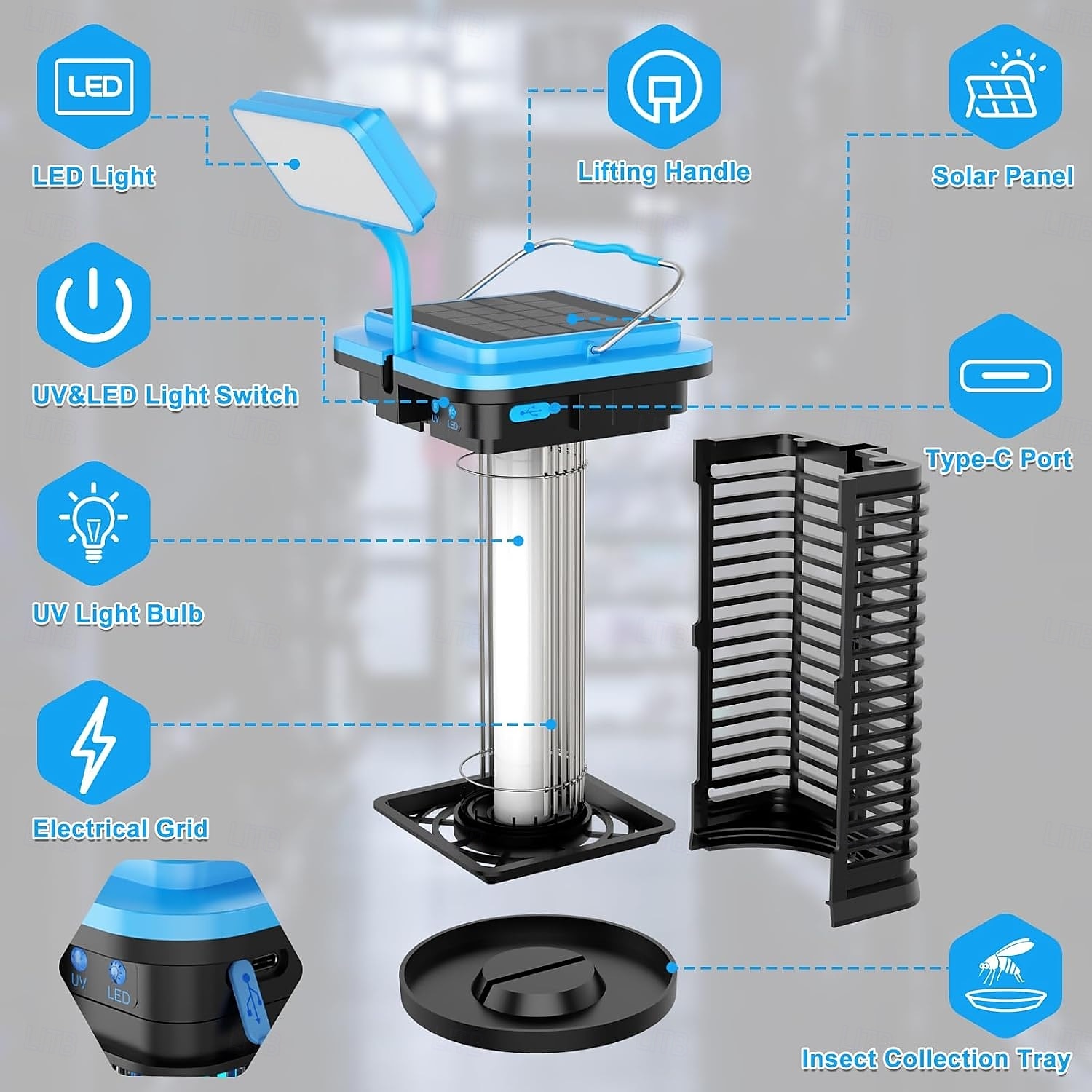 Lampe anti-moustiques électrique solaire, piège à insectes rechargeable par USB, piège à mouches étanche 4200 V, piège à moustiques, lumière UV non toxique pour une utilisation intérieure et de 2025 ? $54.99 –P3