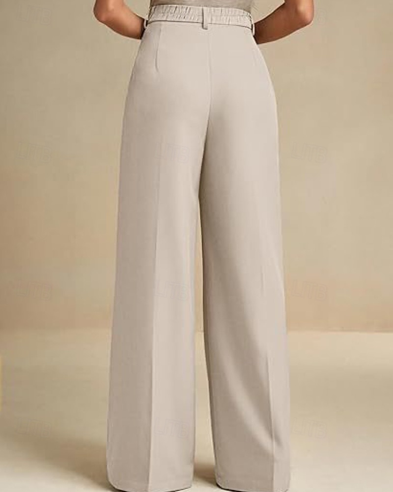 Dam Brett skaft Byxor Streetwear Ledigt Fullängd Naturlig Slät Elastisk midja Bekväm Gata Helgdag Dagliga kläder Aprikos Grå Svart Vit Höst Normal 2026 - $32.99 –P11