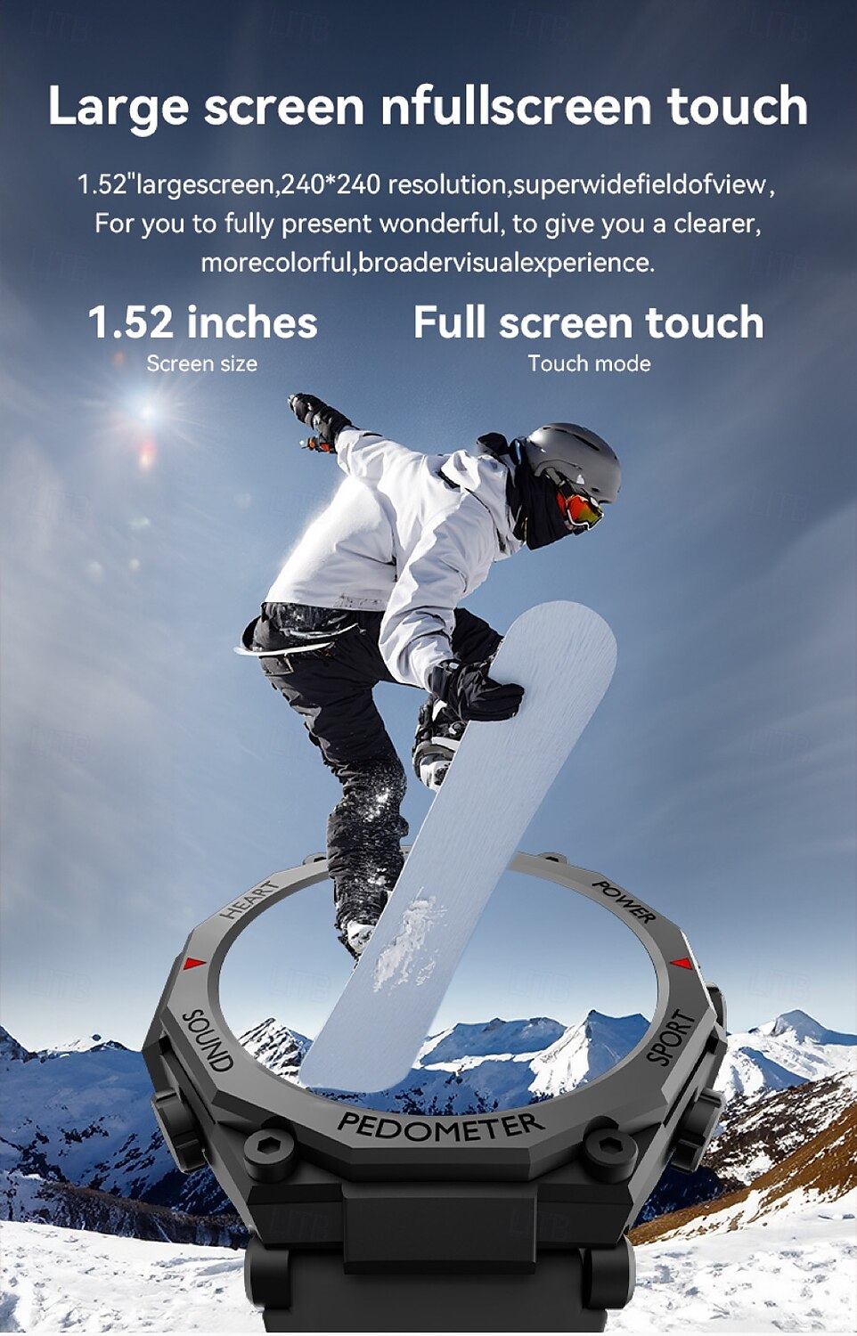 Reloj inteligente deportivo para hombre, con linterna LED, Bluetooth, llamadas, control del ritmo cardíaco, asistente de voz, SOS, para exteriores, 1,52 2025 - $23.99 –P2
