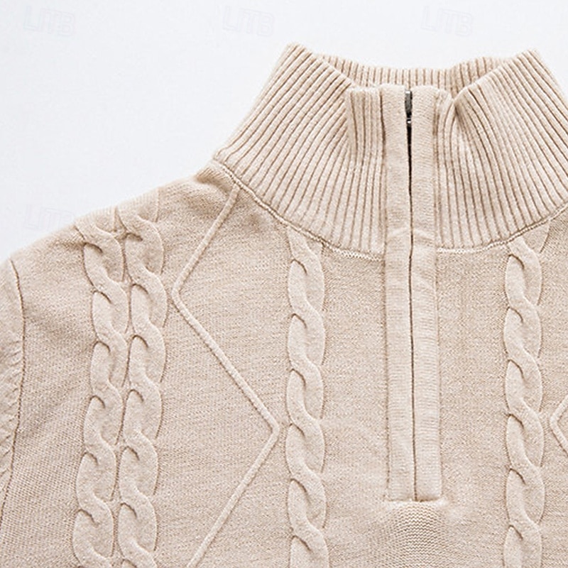 Herren Pullover Pullover mit Viertelreißverschluss Strickpullover Zopfmuster Stricken Normale Oberteile Gestrickt Einfach Viertelreißverschluss Mode Lässig Urlaub Alltagskleidung Bekleidung Herbst 2025 - $22.99 –P4