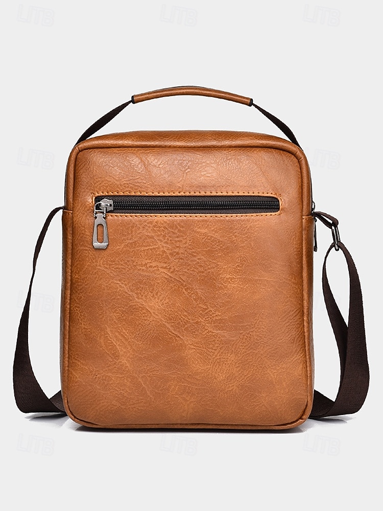 Férfi vízálló műbőr crossbody táska több zsebes kialakítással – laza utazó válltáska napi ingázáshoz, munkába vagy hétvégi kirándulásokhoz 2025 - $19.99 –P6