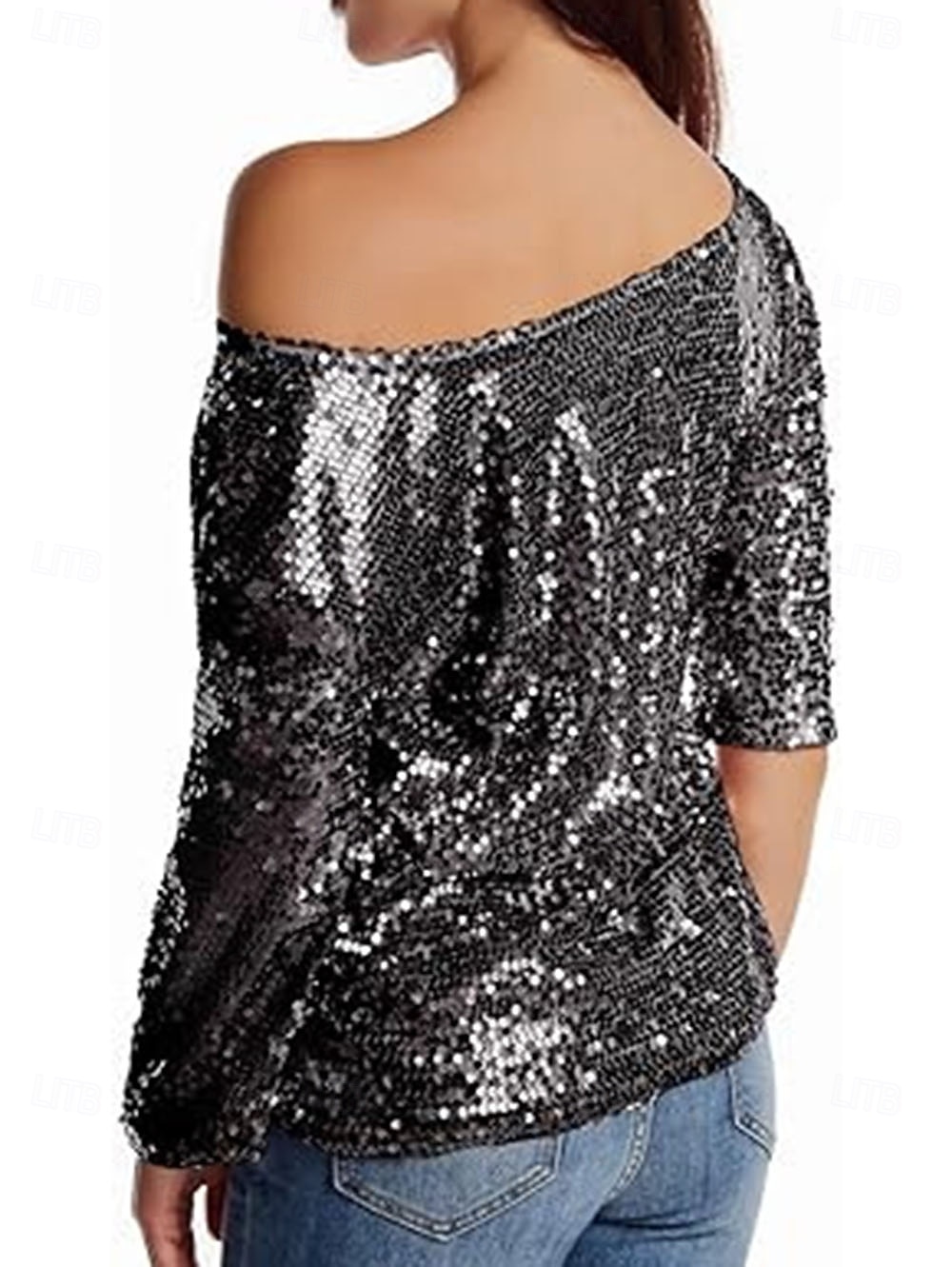 Naisten Paljetti Kimalteleva Juhla Glitter Paljetti sparkly Tyylikäs Pitkähihainen kylmä olkapää Tavalliset topit Päivittäin Pyhäpäivä Hopea Musta Punastuvan vaaleanpunainen Viini Kulta Kevät Syksy 2026 - $31.99 –P6