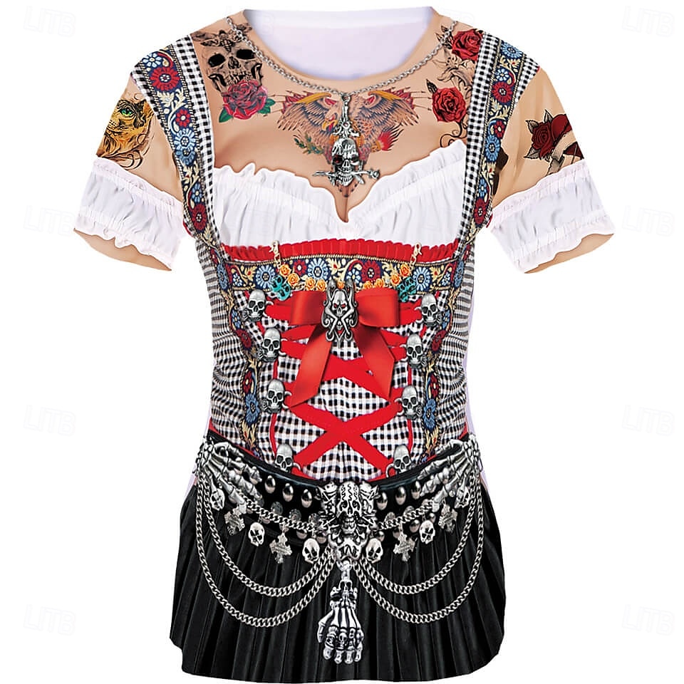 Októberi fesztivál Dirndl nyomtatás Póló bajor München Német Grafikus Kompatibilitás Női Felnőttek Farsang Októberi fesztivál 3D nyomtatás Parti Alkalmi / Napi 2025 - AU $22.89 –P1