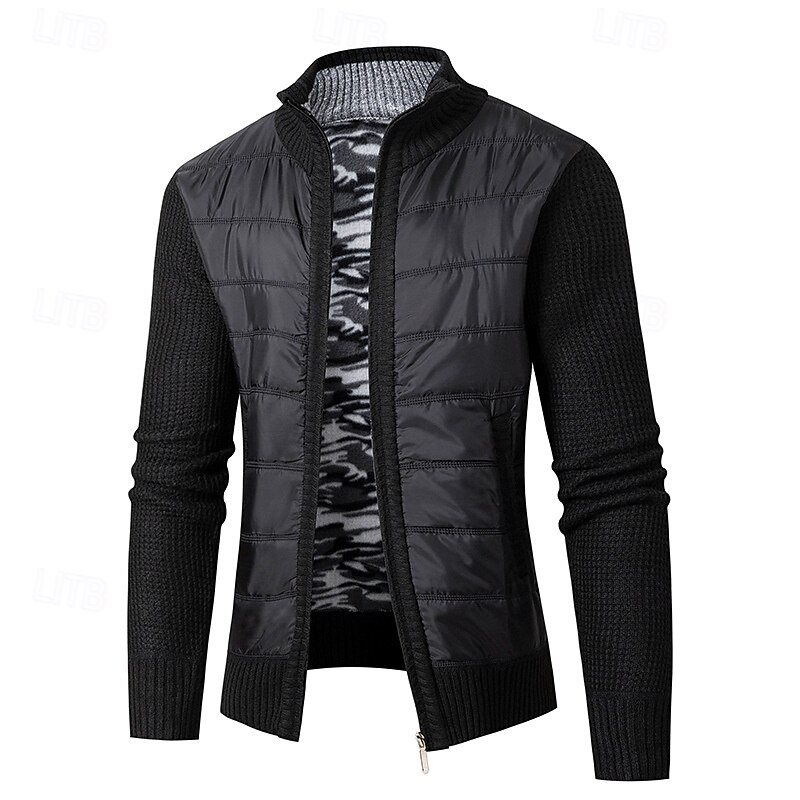 Herren Strickjacke Kurzer Pullover Reißverschluss-Pullover Strickpullover Gerippt Stricken Normale Oberteile Patchwork Tasche Einfach Stehkragen Mode Klassisch Urlaub Alltagskleidung Bekleidung 2025 - $28.99 –P3