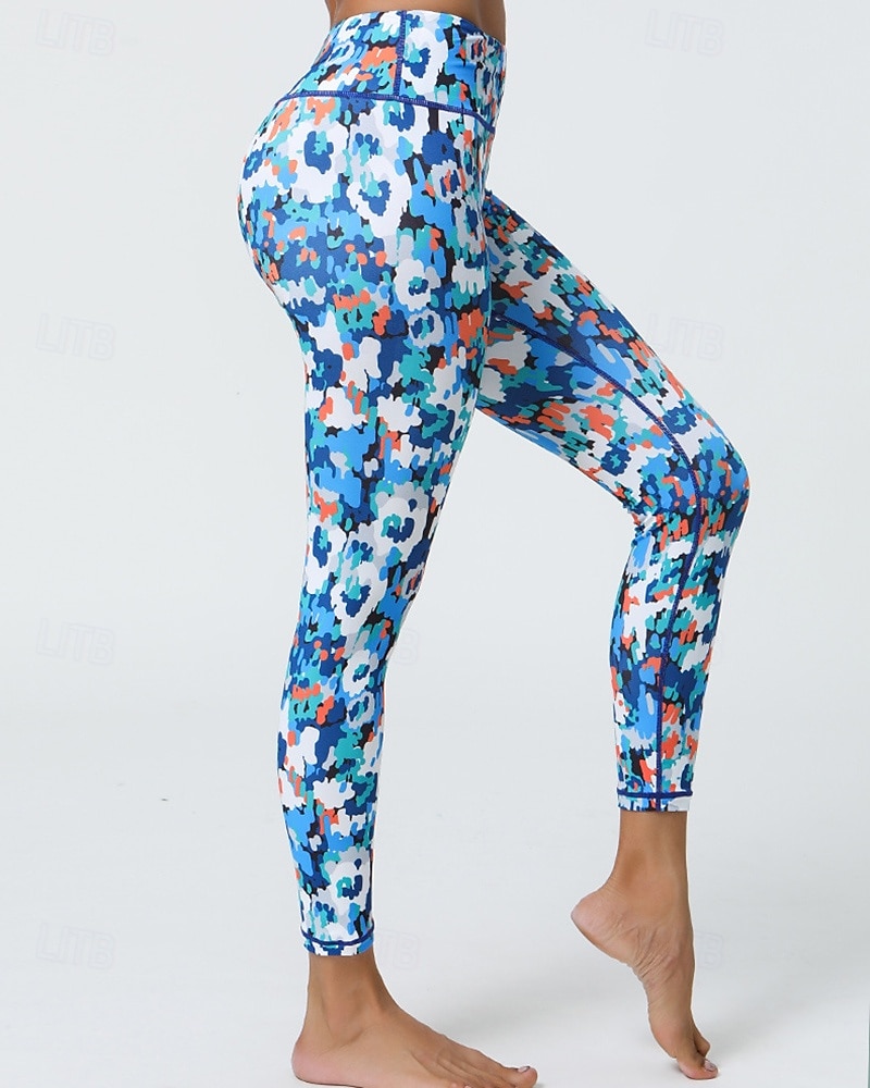 Mujer Leggings Capri Mallas Leggings de Yoga Control de barriga Alta cintura Gimnasio De Deporte Pilates Prendas de abajo Estampado Negro Amarillo Azul Otoño Deportes Ropa de Deporte Ajuste ceñido 2025 - $16.49 –P12
