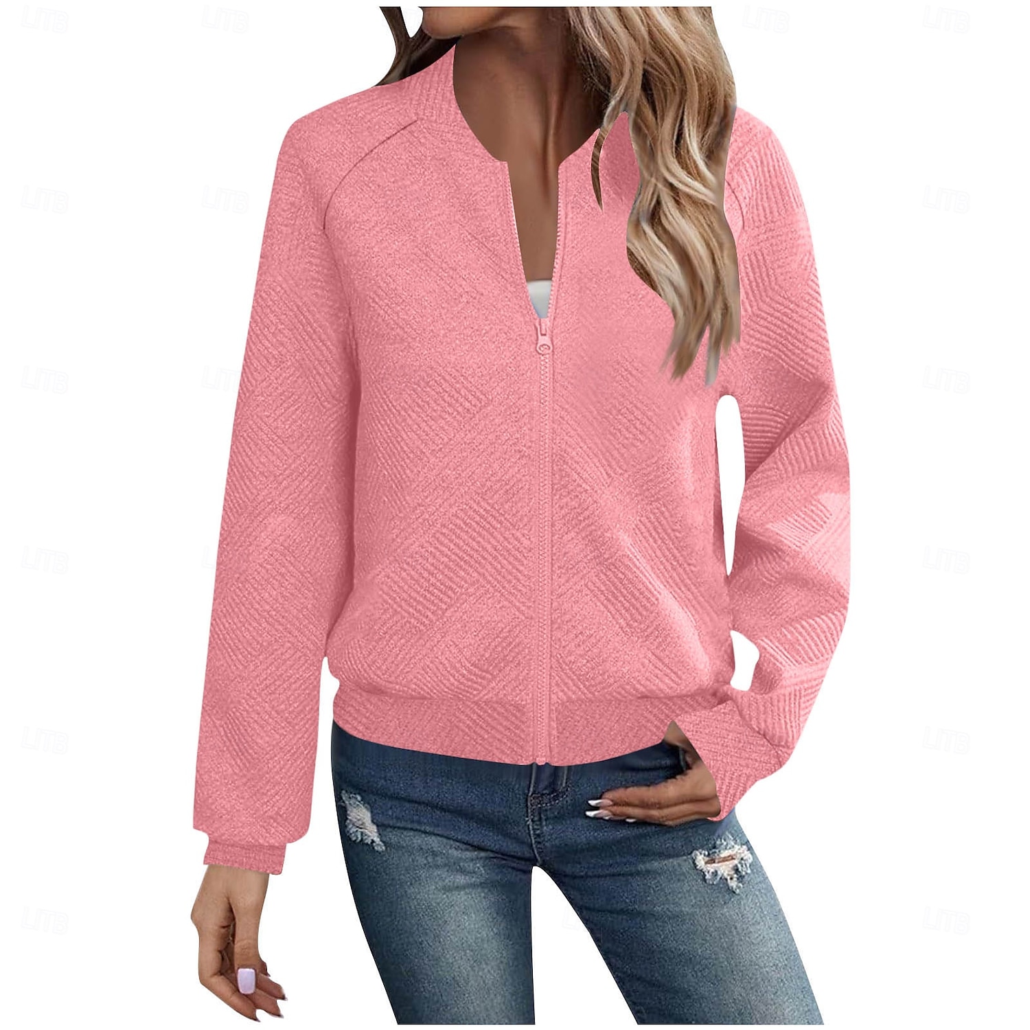 Women's Casual Jacket Sport Jacket Textured Jackets Office / Career Daily Wear Going out Fall Regular Coat Stand Collar Regular Fit Warm Vintage Style Lady Casual Jacket Long Sleeve non-printing 2025 - $26.99 –P9