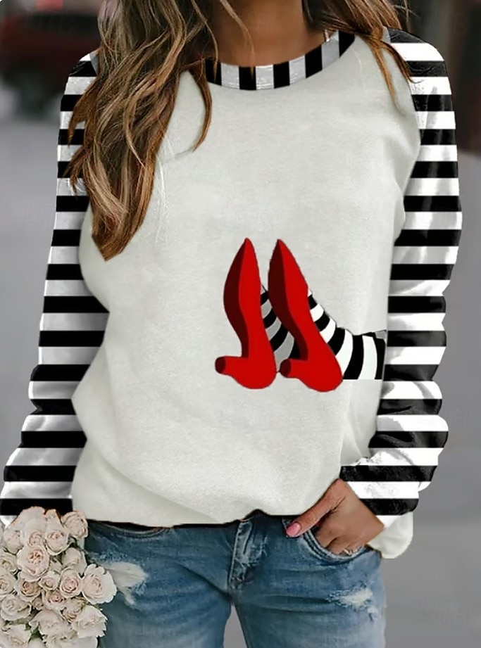 Sweat-shirt à capuche pour femmes Halloween graphique à rayures mode décontractée à manches longues col rond hauts réguliers vêtements de rue quotidiens imprimé décontracté noir vert beige automne de 2025 ? $22.99 –P3