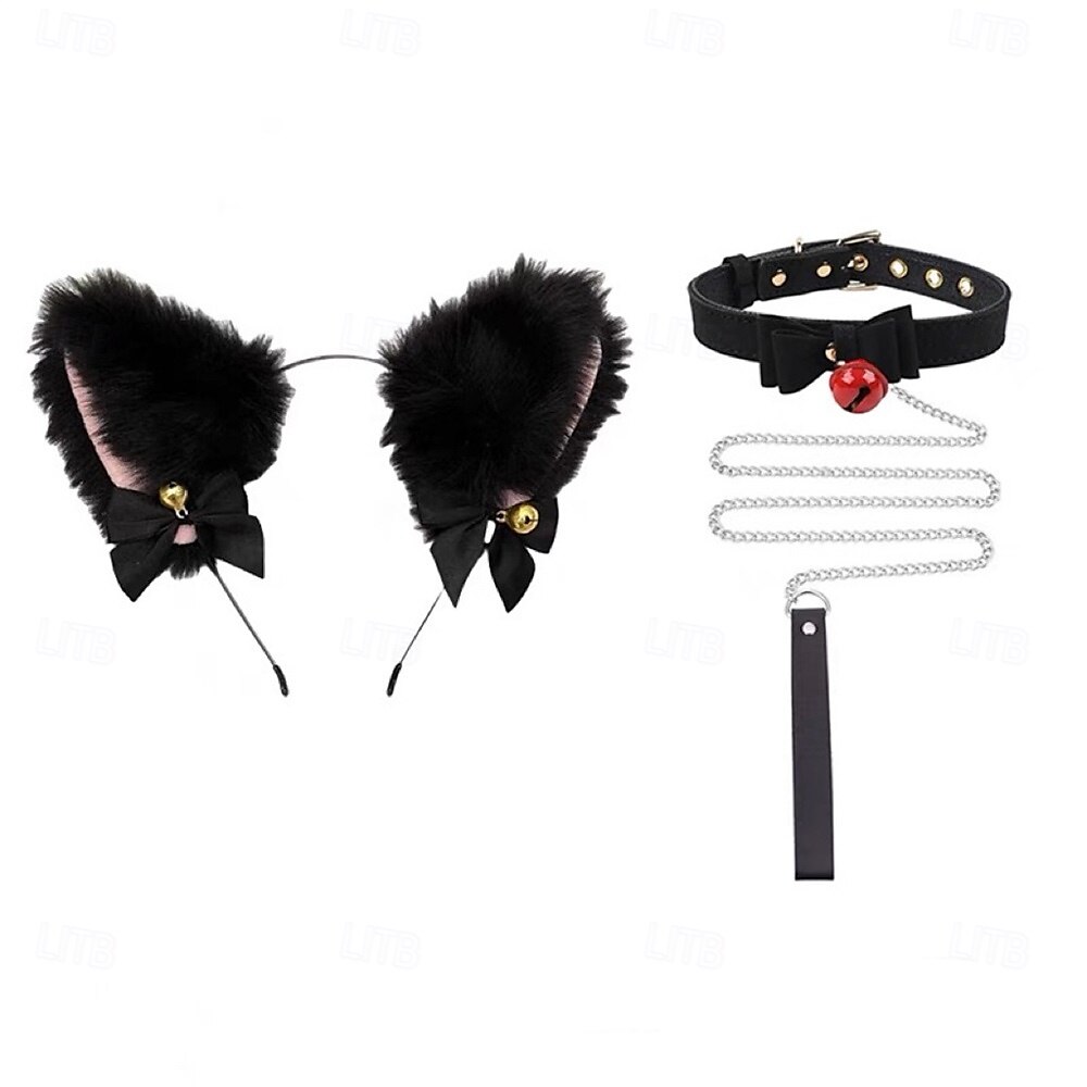 Conjunto de faixa de cabeça com orelhas de gato e cauda feito à mão – acessórios fofos para cosplay de gatinha, orelhas e cauda de animais para Halloween, festa e fantasias de 2025 por $20.62 –P9