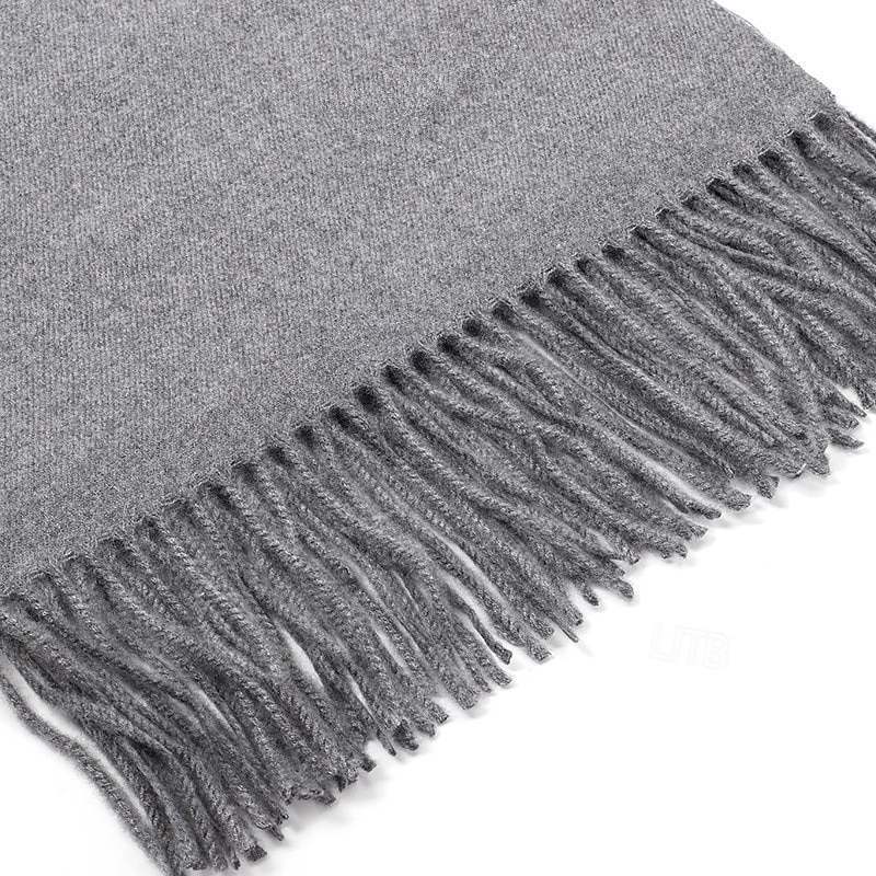 Dame Rektangulært skjerf Skjerf for kvinner Gate Daglig Stevnemøte Grå Beige Hvit Skjerf Ren farge 2025 - $31.99 –P7