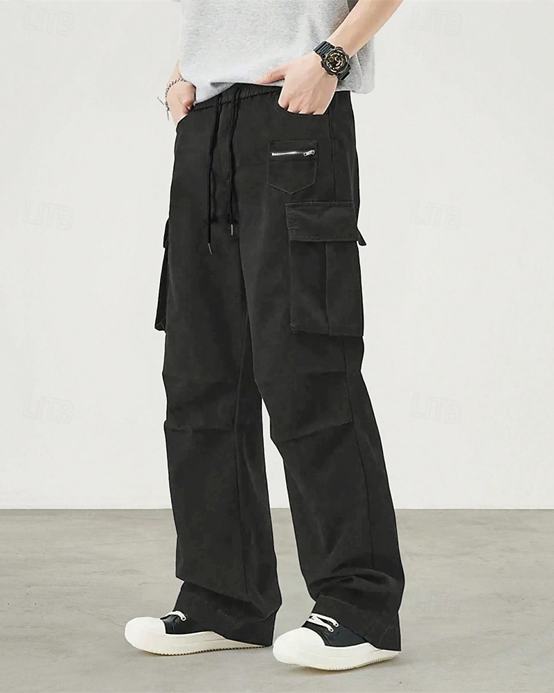 Męskie Spodnie cargo Spodnie Ściągana na sznurek Elastyczny pas Multi Pocket Równina Zdatny do noszenia Codzienny Na zewnątrz Kemping i wycieczki Moda Klasyczny Czarny Zieleń wojskowa 2026 - $24.99 –P2