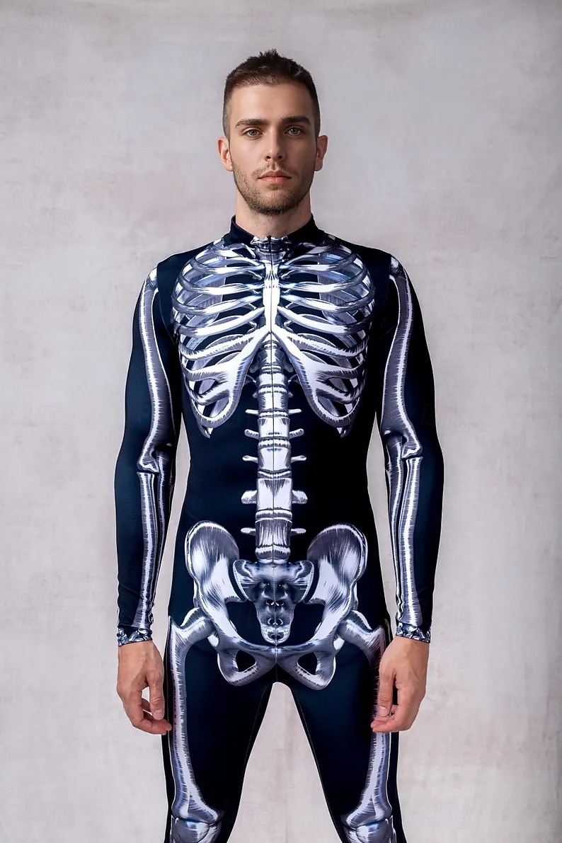 Halloweenský kostým s lebkou a kostlivcem, skupinové kostýmy pro páry, celotělový kombinéza, strašidelný kostým pro pány, ženy, chlapce, děti, dospělé, představení, párty, klub, halloween, karneval, 2025 - $29.99 –P8