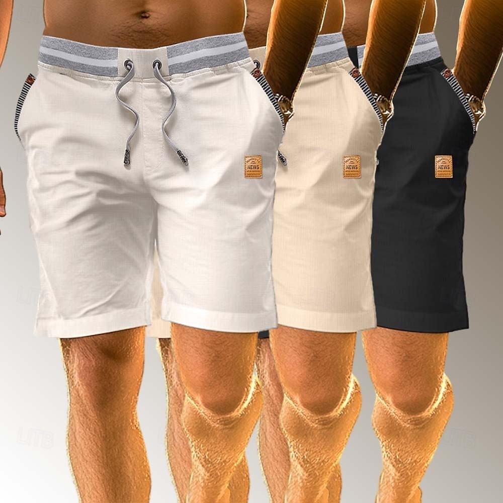 Herr Shorts Linne Shorts Sommarshorts Beach Shorts Lappverk Elastisk midja Snörning Färgblock Komfort Andningsfunktion Knelängd Ledigt Dagligen Helgdag Semester Mode Blå + Svart + Marinblå Bl 2025 - $37.99 –P8