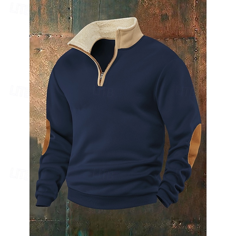 Per uomo Felpa con cappuccio Felpa con cappuccio e zip corta Felpa con cappuccio in pile Nero Blu marino Cachi Grigio chiaro Grigio scuro Colletto Mao Semplice Con zip Tasca Frontale Sport & Outdoor del 2025 a $34.99 –P4