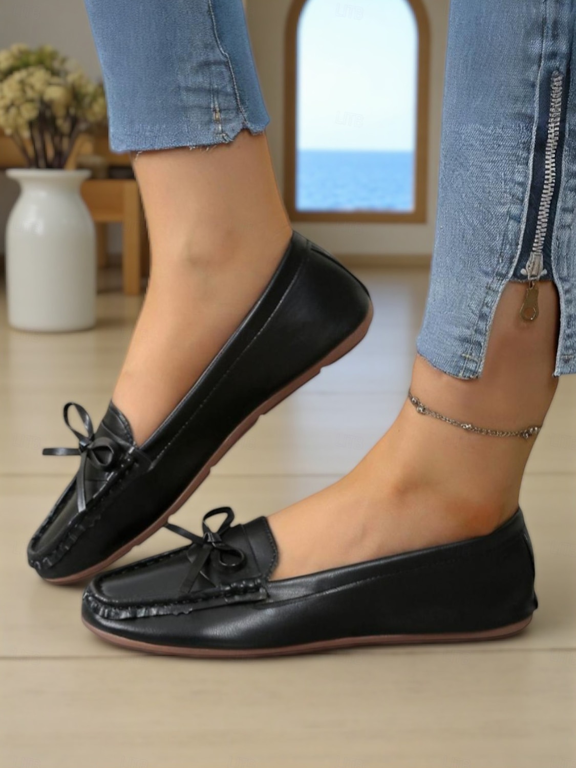 Damen-Mokassins mit goldfarbener Metallic-Schleife – bequeme Slipper, lässige und elegante flache Schuhe für Damen, perfekt für Partys, Reisen und den Alltag 2025 - $19.99 –P4