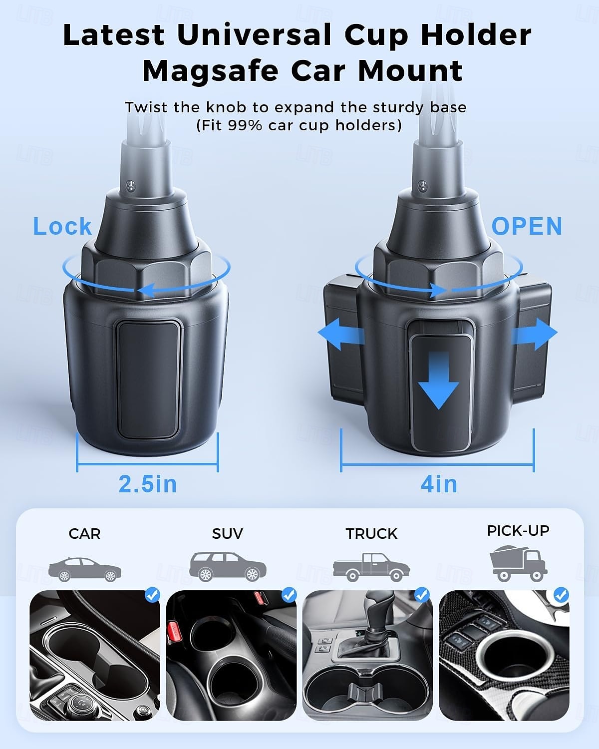 משודרג למטען למחזיק כוסות של Magsafe, מטען לרכב של Magsafe טעינה מהירה 15W עם צוואר מתכוונן לאייפון 16 15 14 13 12 פרו מקס פלוס מיני כיסוי Magsafe 2025 - $34.92 –P2