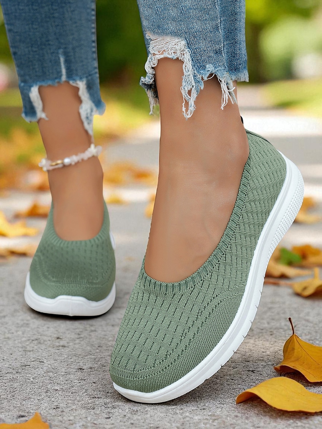 Grüne Flyknit-Wanderschuhe für Damen – leichte, bequeme Slip-On-Schuhe für Spaziergänge im Freien, zum Einkaufen und zum Tragen den ganzen Tag 2026 - E£1283.96 –P6