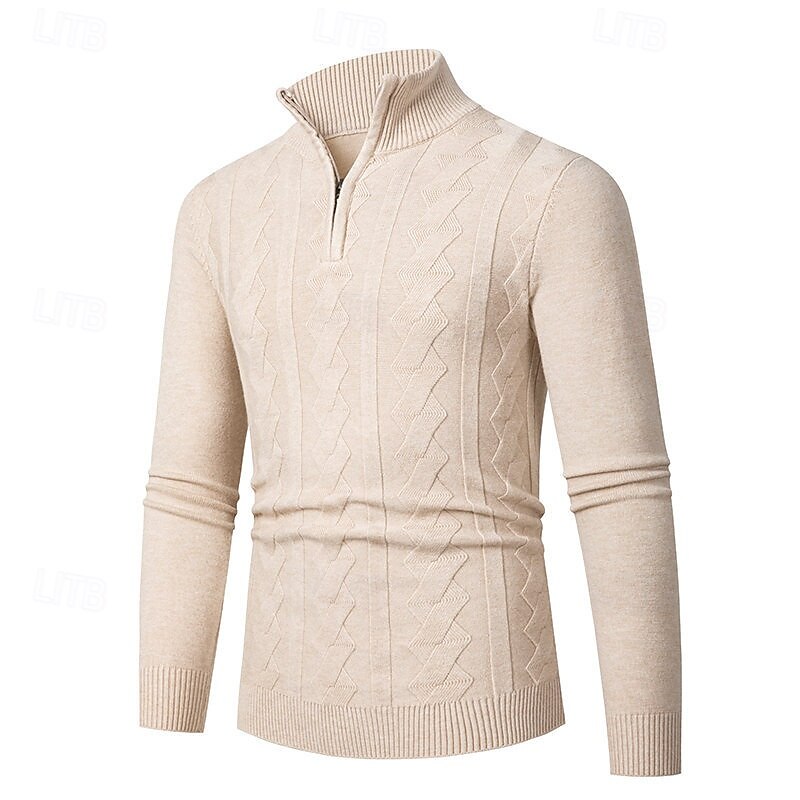 Herren Pullover Pullover mit Viertelreißverschluss Strickpullover Zopfmuster Stricken Normale Oberteile Gestrickt Einfach Viertelreißverschluss Mode Lässig Urlaub Alltagskleidung Bekleidung Herbst 2025 - $22.99 –P2