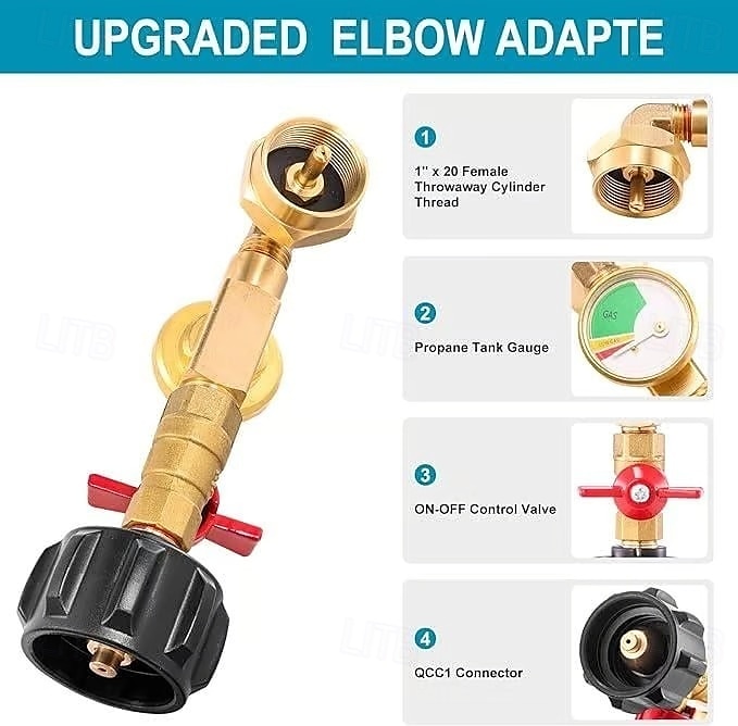 Adaptateur de recharge de propane robuste de 1 lb à 20 lb Adaptateur de recharge de propane facile à remplir avec valve &jauge idéale pour la cuisine en extérieur &barbecues de 2025 ? $42.99 –P7