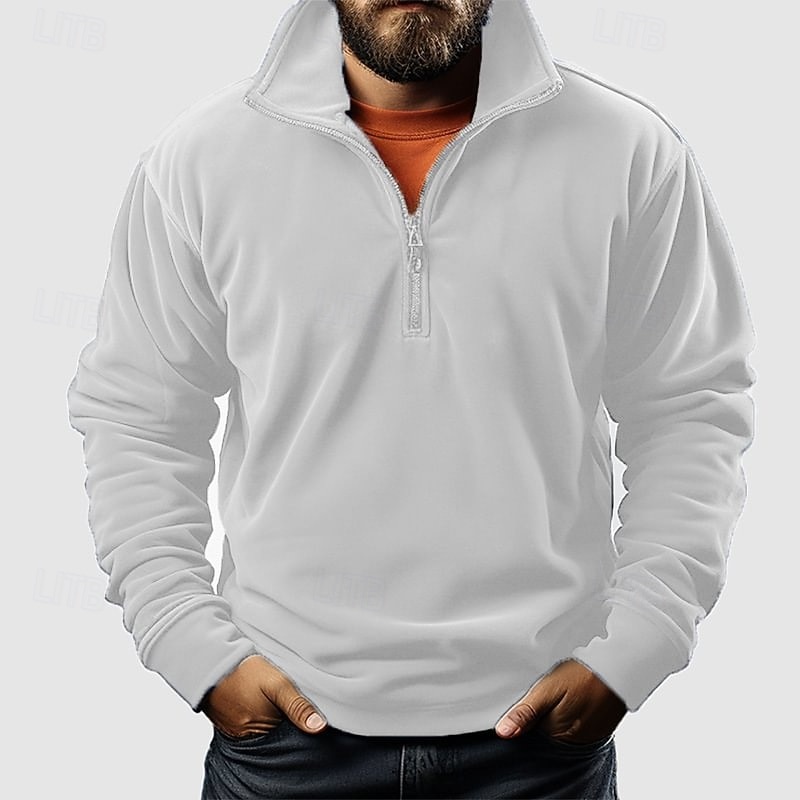 Homme Sweat-shirt Sweat-shirt quart de fermeture éclair Noir Blanche Rose Claire Bleu Kaki Demi-zip Uni Fermeture éclair Sport & Loisir Quotidien Fête Polyester Streetwear Basique Occasionnel de 2026 ? $32.99 –P3