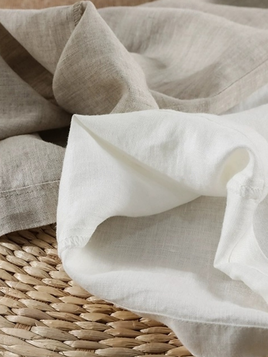 Dámské chino kalhoty s širokými nohavicemi z bavlny a lnu, etnický styl, základní, ležérní, plná délka, střední pas, bez kapes, pohodlné, outdoor, neelastické, ležérní, denní, černá, bílá, zelená, khaki, léto, jaro, regular fit 2025 - $29.99 –P5