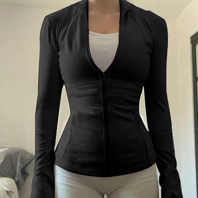 Női Wrap Crop Top Szűk felsők Sima Napi Stílusos Alap Hosszú ujj Kapucni Normál felsők Munka Napi Szabadság Cipzár Fekete Arcpír rózsaszín Tavasz Ősz 2025 - $23.99 –P8