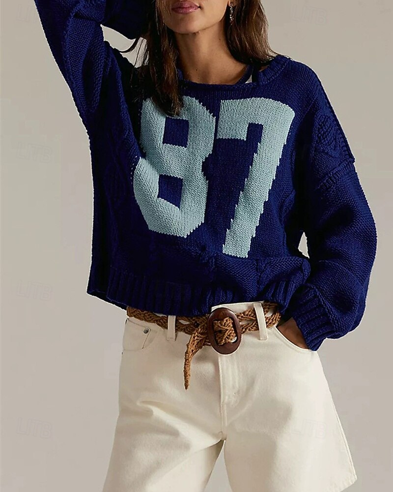 Női Pulóver Napi Stílusos Alkalmi Nyomtatott Bordázott Terített nyak Kötött Hosszú ujj Normál felsők Kötött Napi Szabadság Alkalmi Khakizöld Sötétkék Ősz Tél 2025 - $27.99 –P4