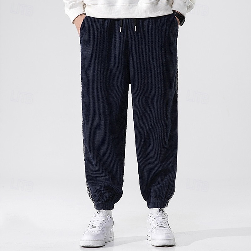 Men's Athletic Pants Sweatpants Joggers Corduroy Pants Trousers Pocket Elastic Waist Drawstring Color Block Comfort Sports Outdoor Daily Ethnic Style Casual Black Light Grey Micro-elastic 2026 - $24.99 –P9