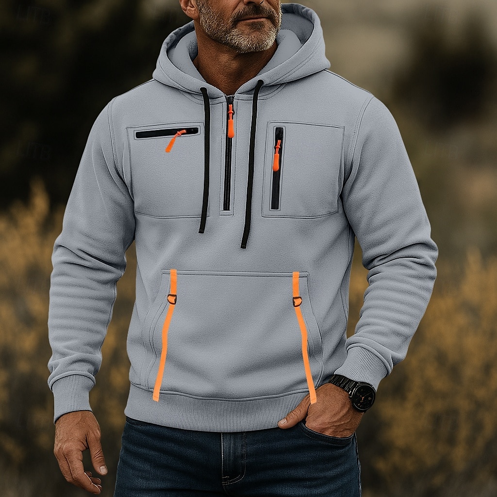 Hombre Sudadera Sudadera con capucha y cremallera de un cuarto Sudadera táctica con capucha Negro Verde Ejército Azul Marino Caqui Gris Claro Con Capucha Plano Cremallera Deporte Casual Diario Ropa 2025 - $23.99 –P1
