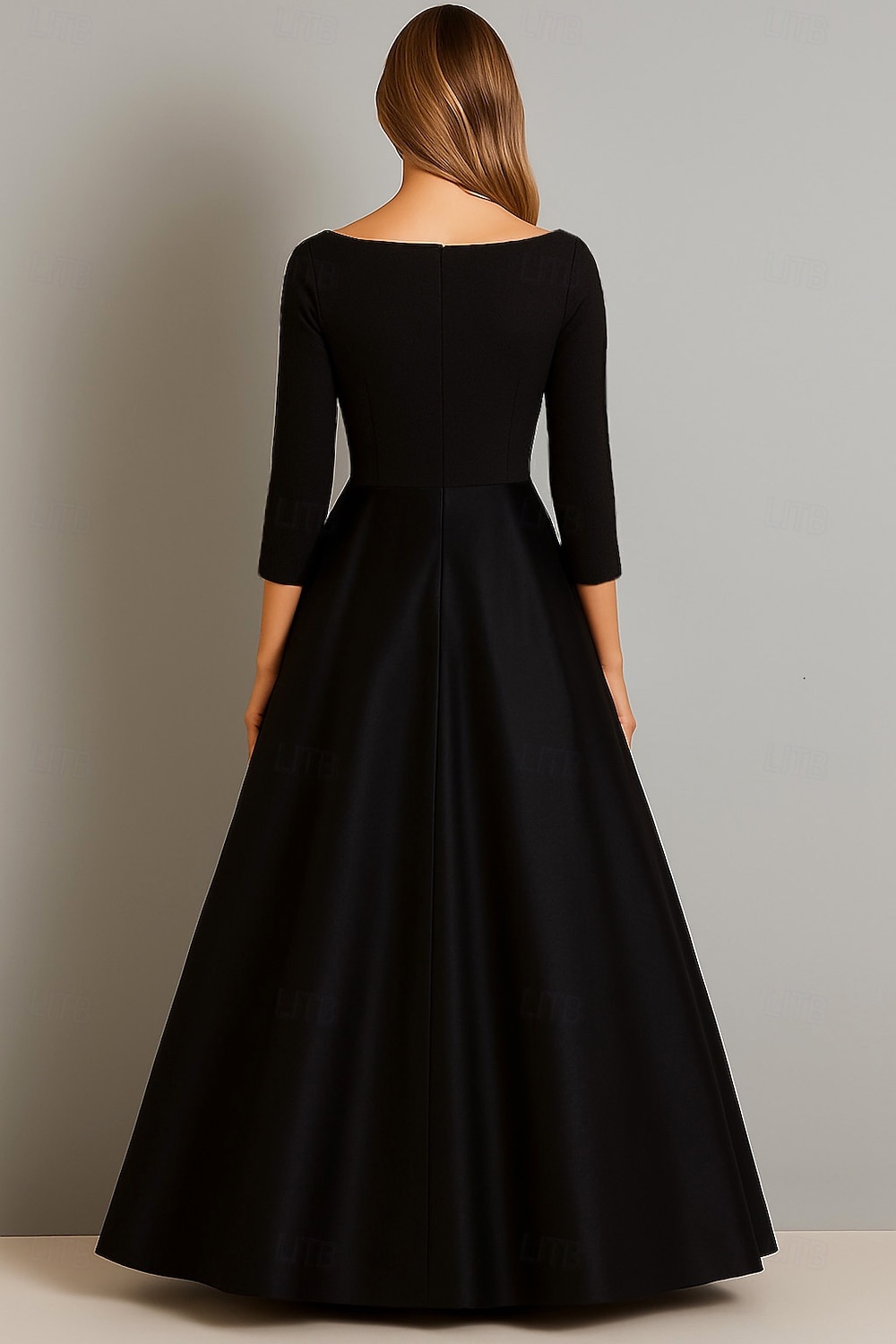 Abito da ballo Linea ad A Abito da Sera Elegante Vestito Formale Matrimonio Lunghezza al pavimento Manica 3/4 Scollo a Barca Raso con Stampa floreale 2025 del 2025 a $155.99 –P3