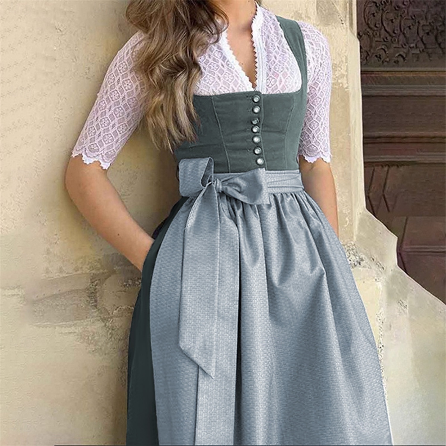Oktoberfest Beer Oktoberfest Dress Dirndl Trachtenkleider Maid Bavarian German Wiesn Women's Carnival Beer Festival Traditional Style Cloth Dress Apron Without Blouse 2025 - $61.99 –P1