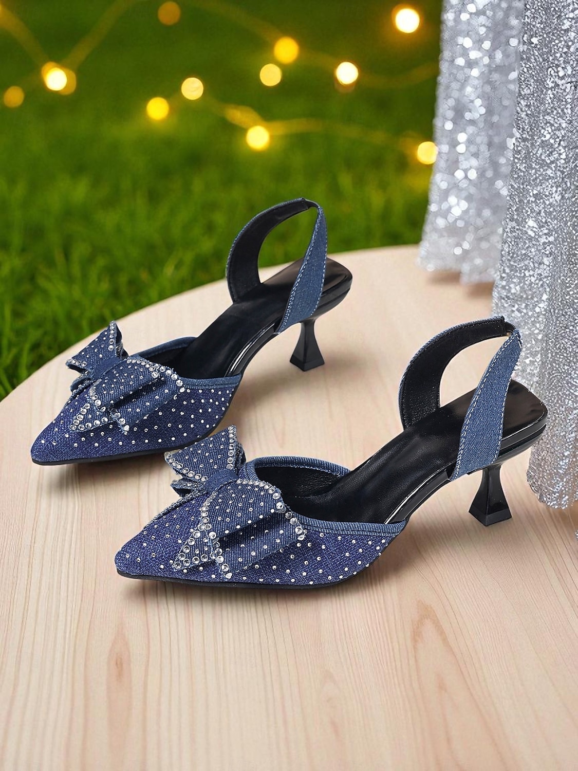 Women's Rhinestone Bow Slingback Heels - Sparkly Pointed Toe Party Shoes for Nightlife, Clubs and Cocktail Events 2025 - $29.99 –P2