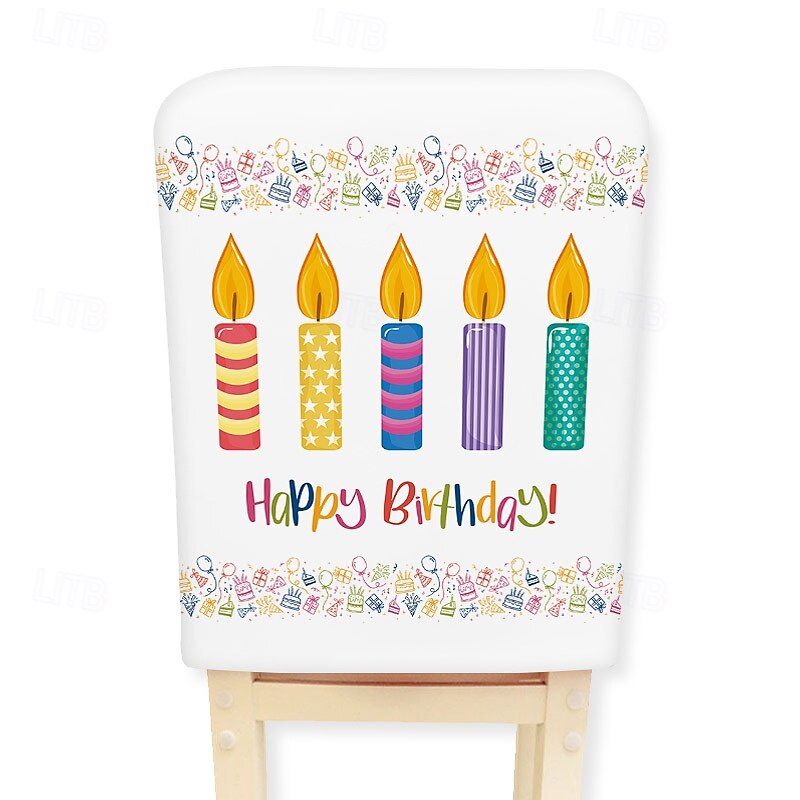huse de scaun festive cu desene animate pentru ziua de naștere - design pe jumătate de corp din catifea culoare piele de piersică pentru ziua de naștere &decor de sărbători, huse detașabile pentru 2025 - $43.99 –P14