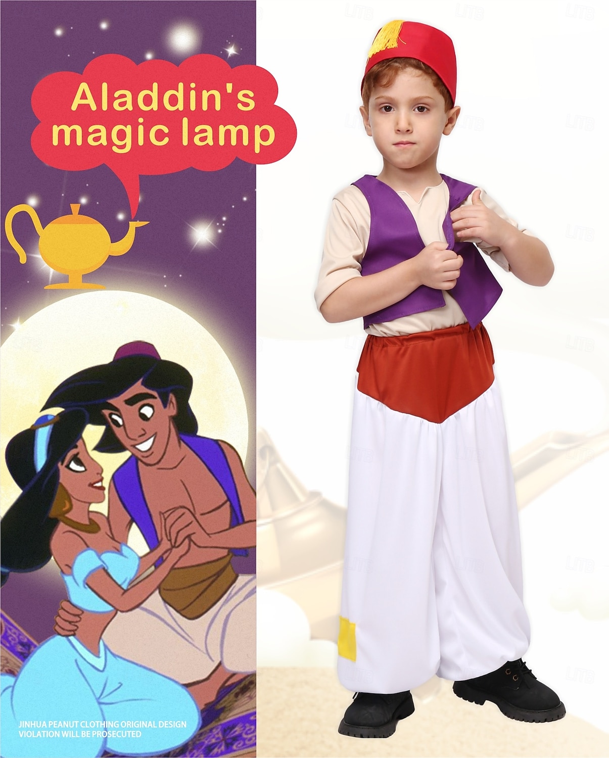 Satu Tuhannen ja yhden yön Prinssi Aladdin Cosplay-Asut Asut Satukirjahahmot Elokuva-cosplay for Poikien Lasten Halloween Karnevaali Maailman kirjapäivä Suoritus Opetuspukeutuminen Koulutapahtuman 2025 - $36.99 –P1
